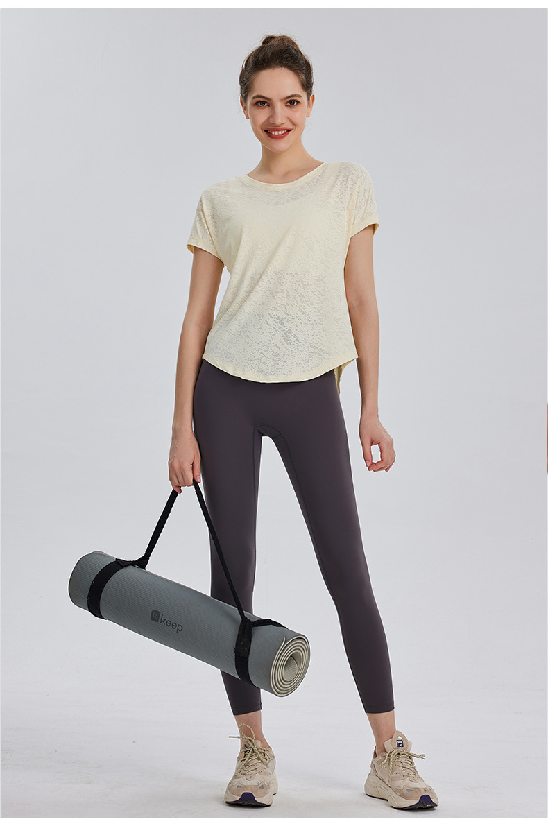 Womens Burnout Yoga T-Shirt Short Sleeve Athletic Top